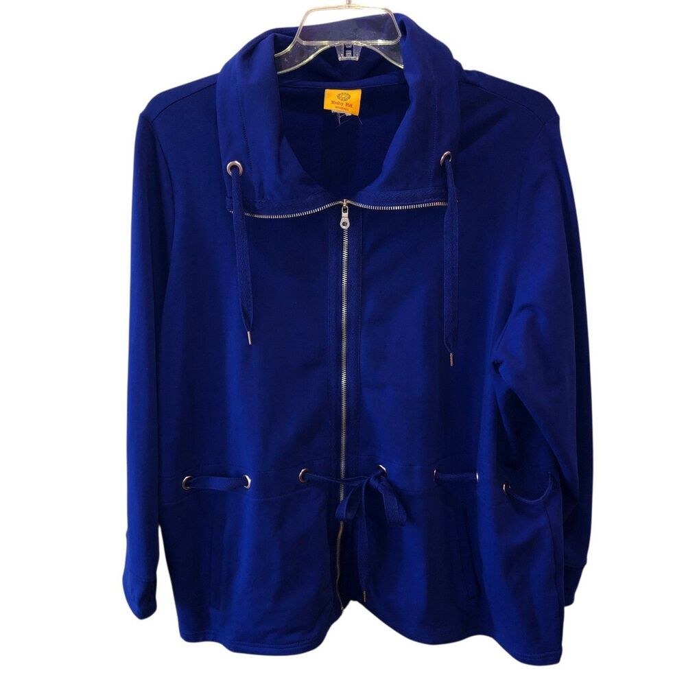 Ruby Rd Womens XL Blue Long Sleeve Full Zip Front Pockets Windbreaker Jacket